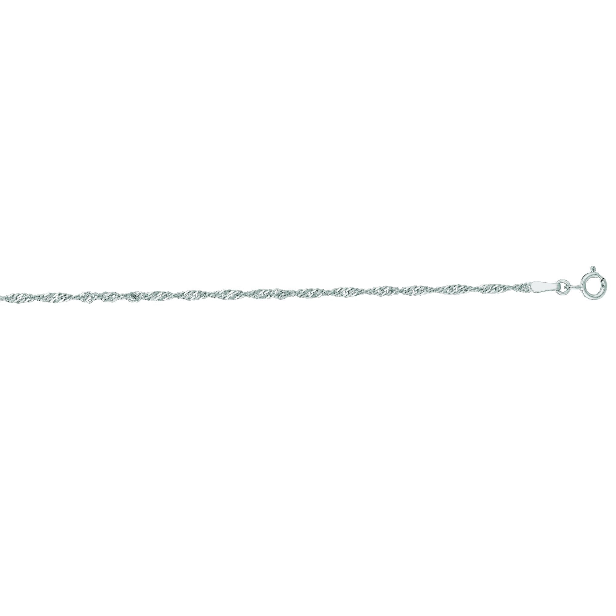 14K White Gold 1.8mm Singapore 20" Chain with Spring Ring Clasp