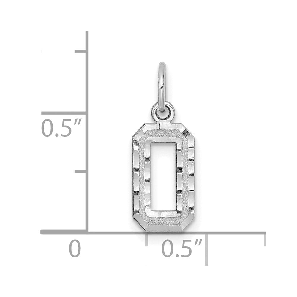 14kw Small Brushed Diamond-cut Number 0 Charm