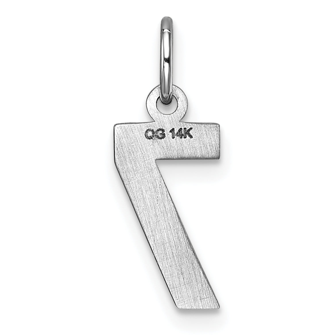 14kw Small Brushed Diamond-cut Number 7 Charm
