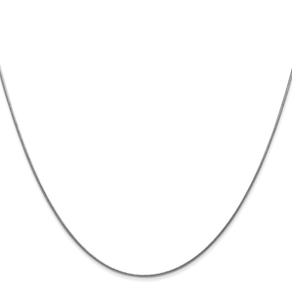 14K White Gold 18 inch .8mm Round Snake with Lobster Clasp Chain