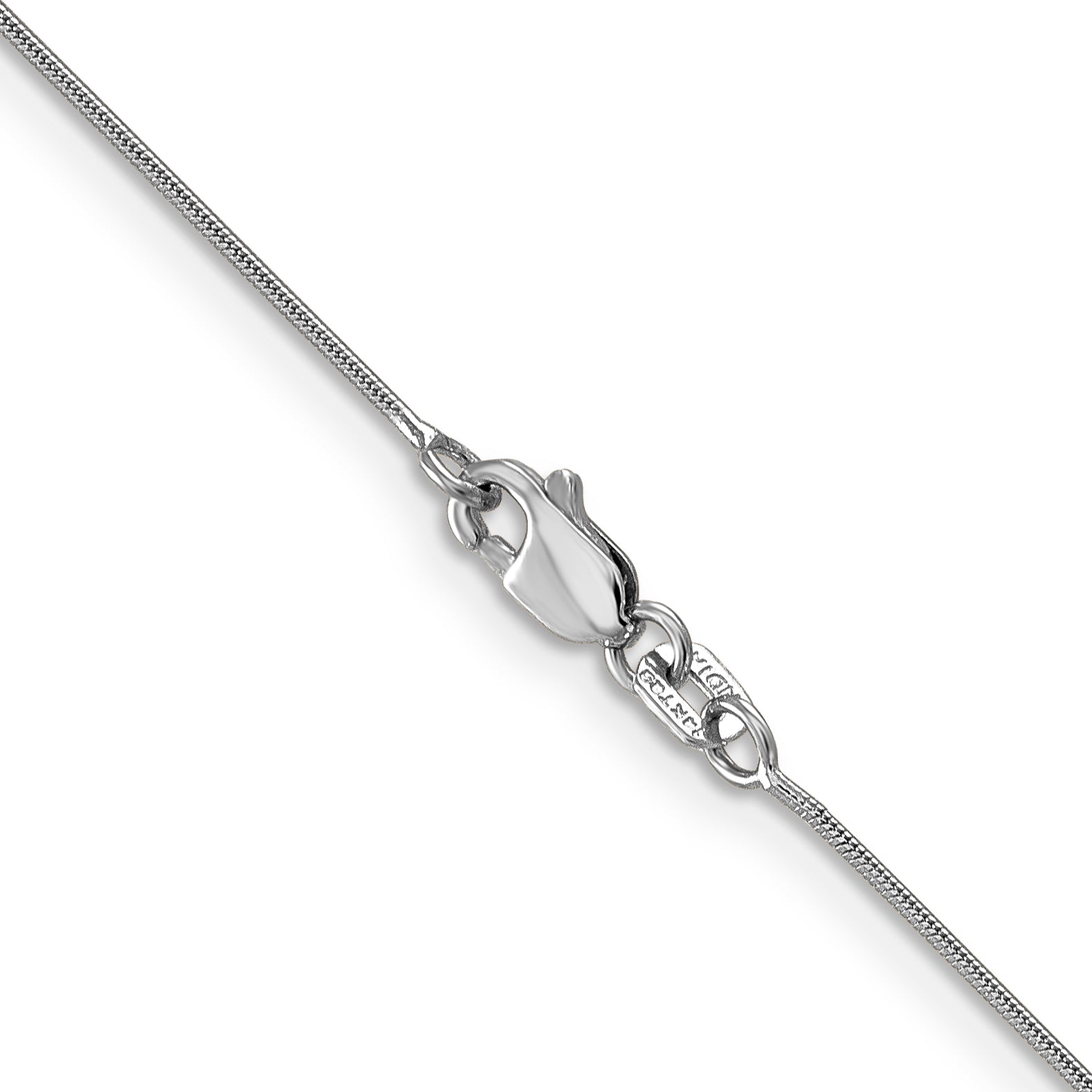 14K White Gold 14 inch .8mm Round Snake with Lobster Clasp Chain
