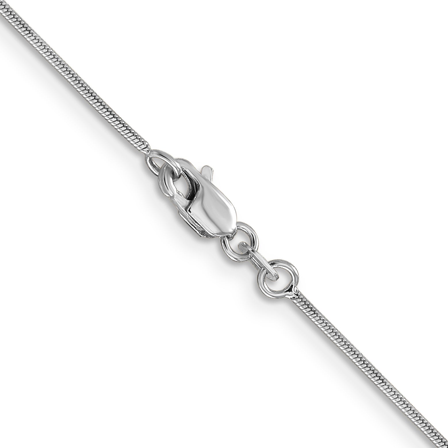 14K White Gold 30 Inch .9Mm Round Snake With Lobster Clasp Chain