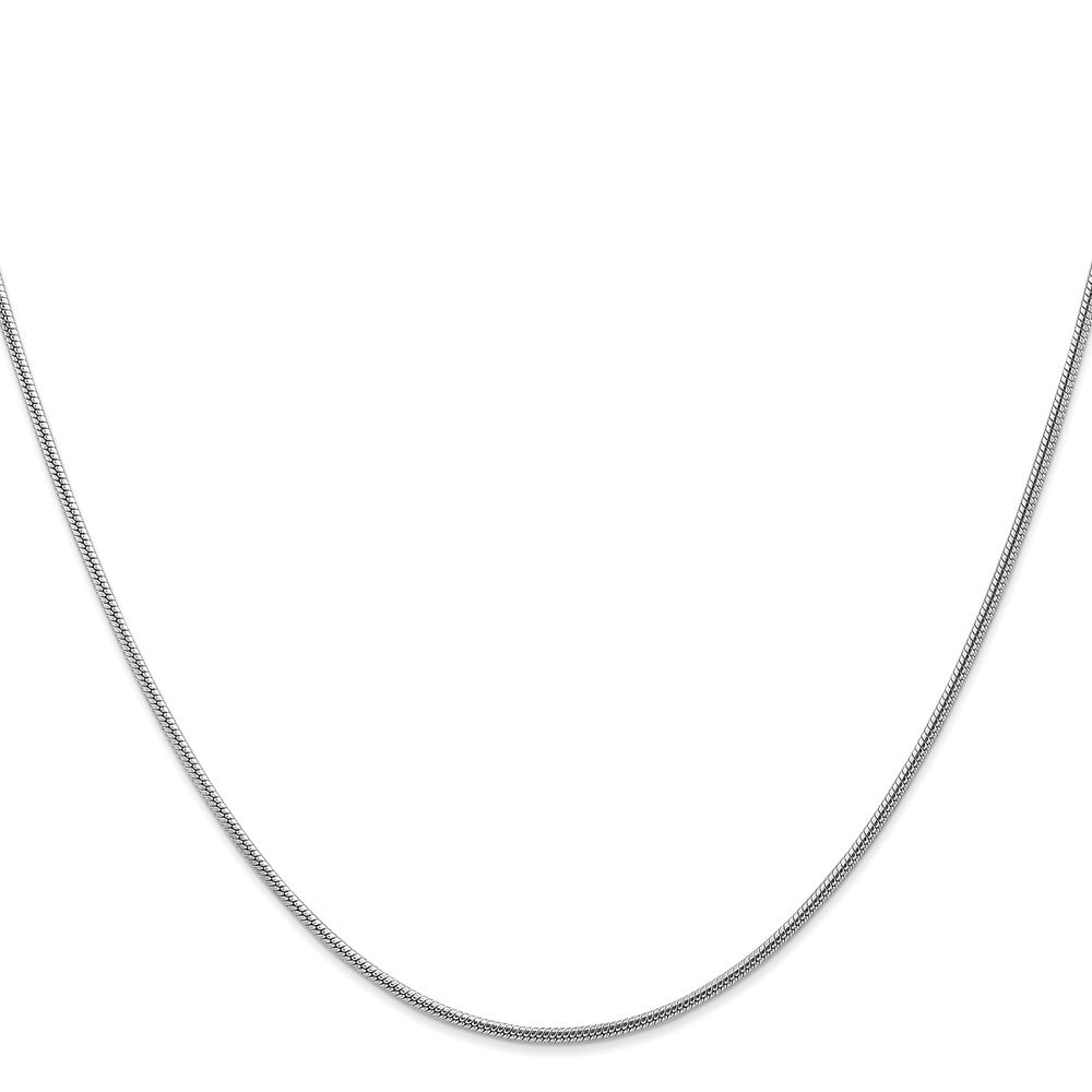 14K White Gold 24 inch 1.6mm Round Snake Lobster Clasp Chain