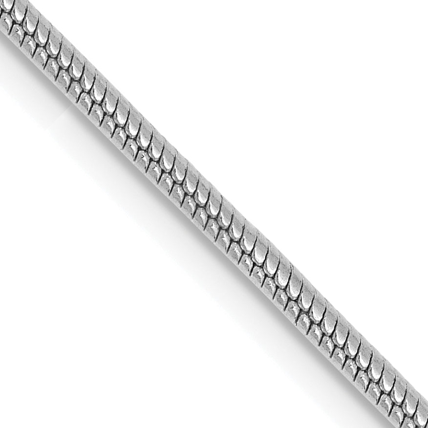 14K White Gold 18 inch 1.6mm Round Snake Lobster Clasp Chain