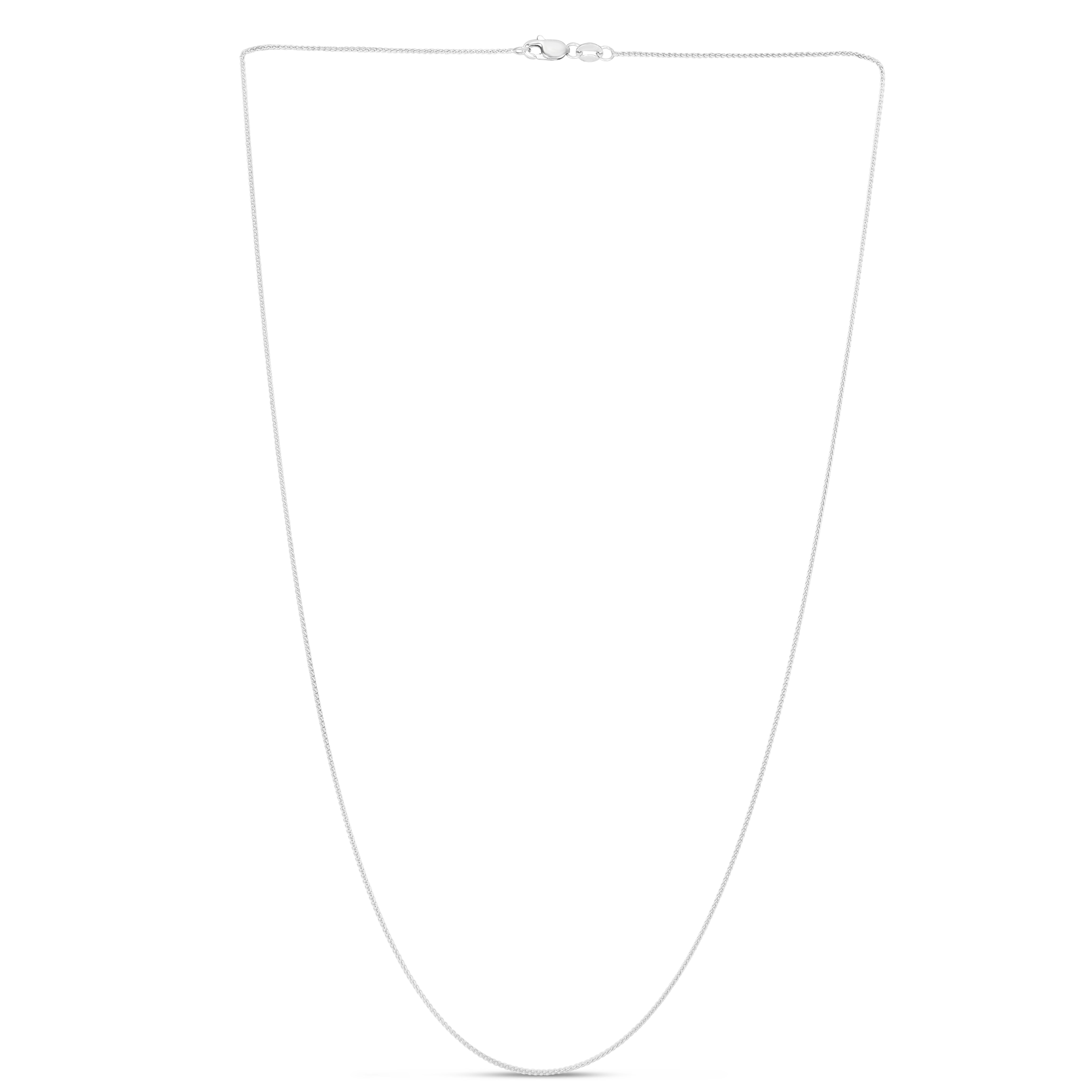 14K White Gold 0.6mm Round Wheat 18" Chain with Lobster Lock