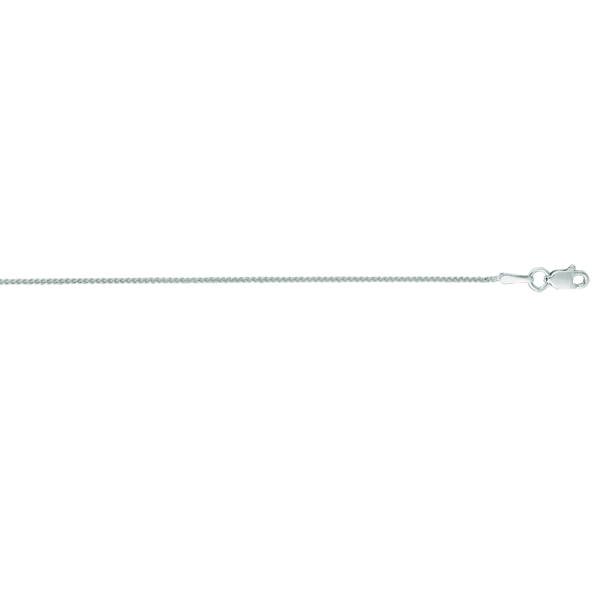 14K White Gold 1mm Round Wheat 24" Chain with Lobster Lock