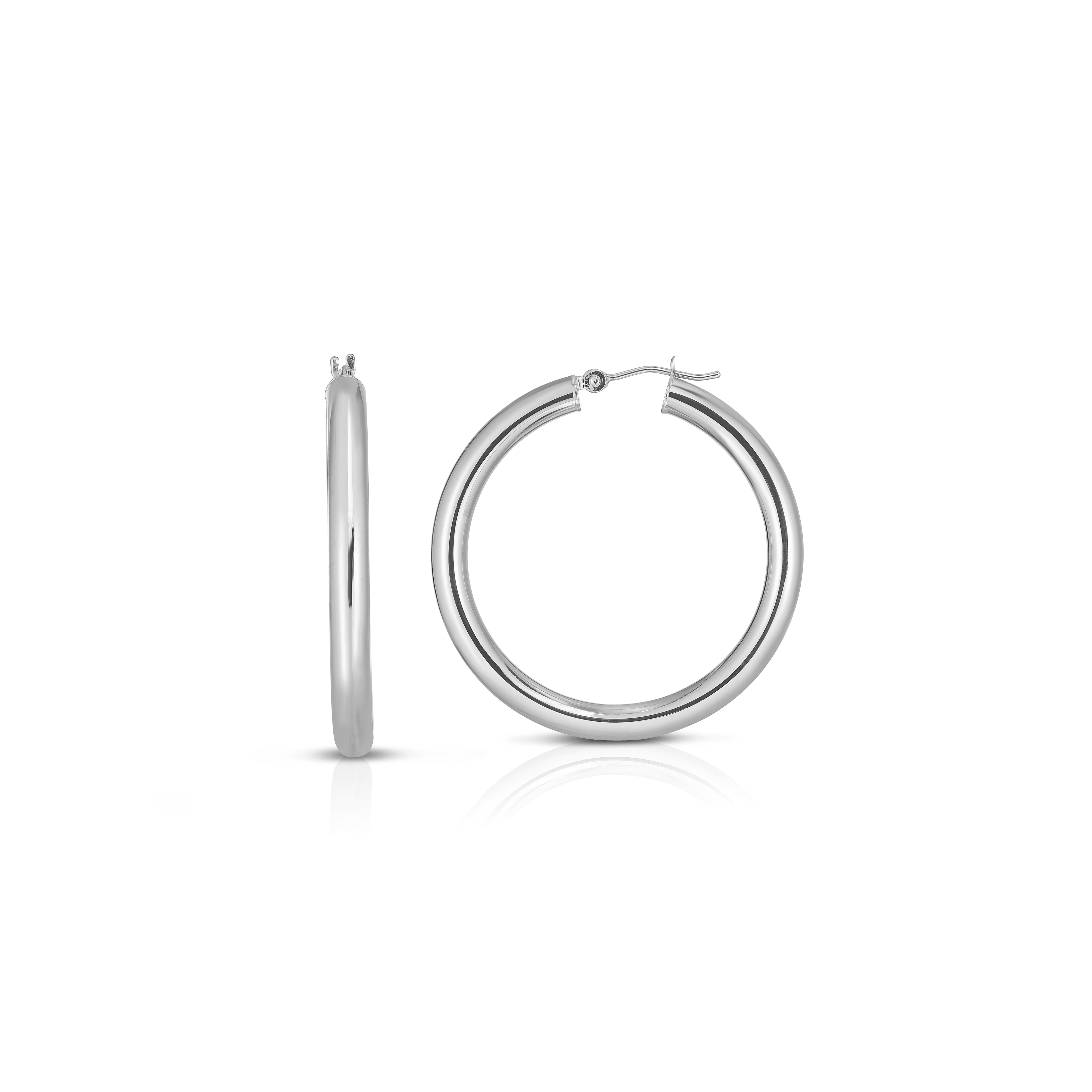 14K White Gold 4x25mm Hoop Earring