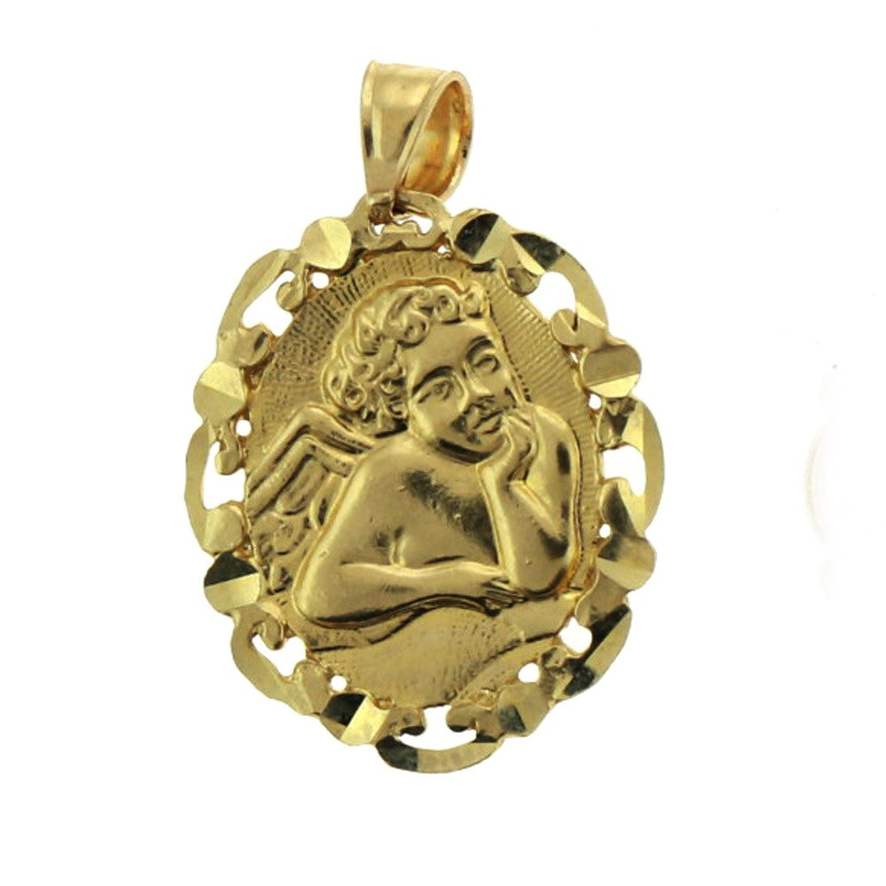 14KT Yellow Gold Angel Cherub Pendant [A2B2]