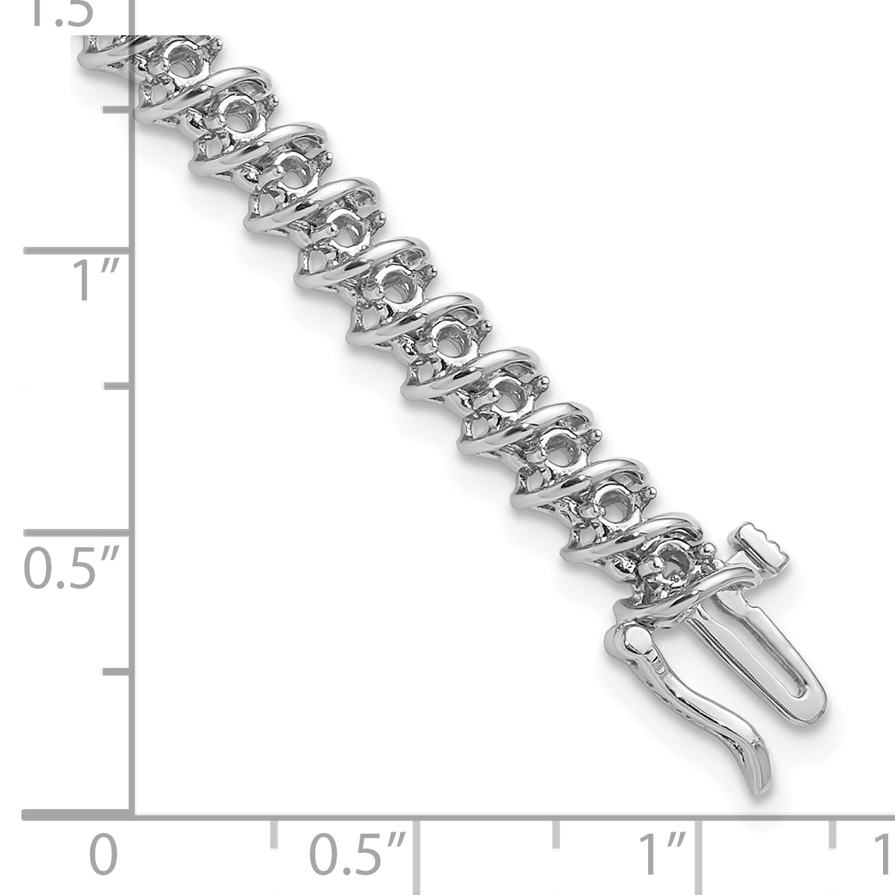 14k White Gold Holds 1.95 carat 50-2.1mm Round Diamond Fancy Spiral 7 inch Tennis Bracelet Mounting