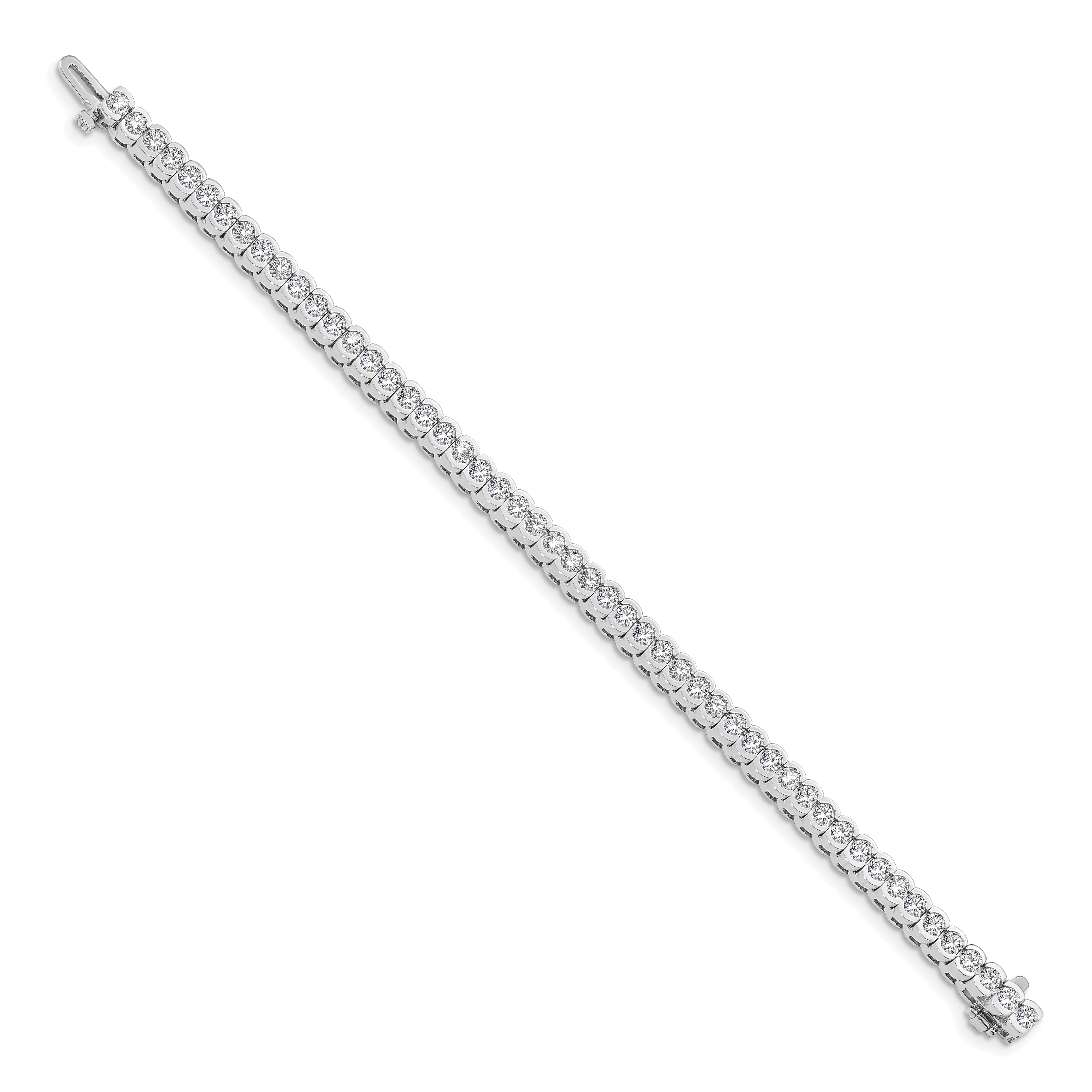 14k White Gold 5 1/2 carat Lab Grown Diamond VS/SI+ G+ Round Tennis Bracelet