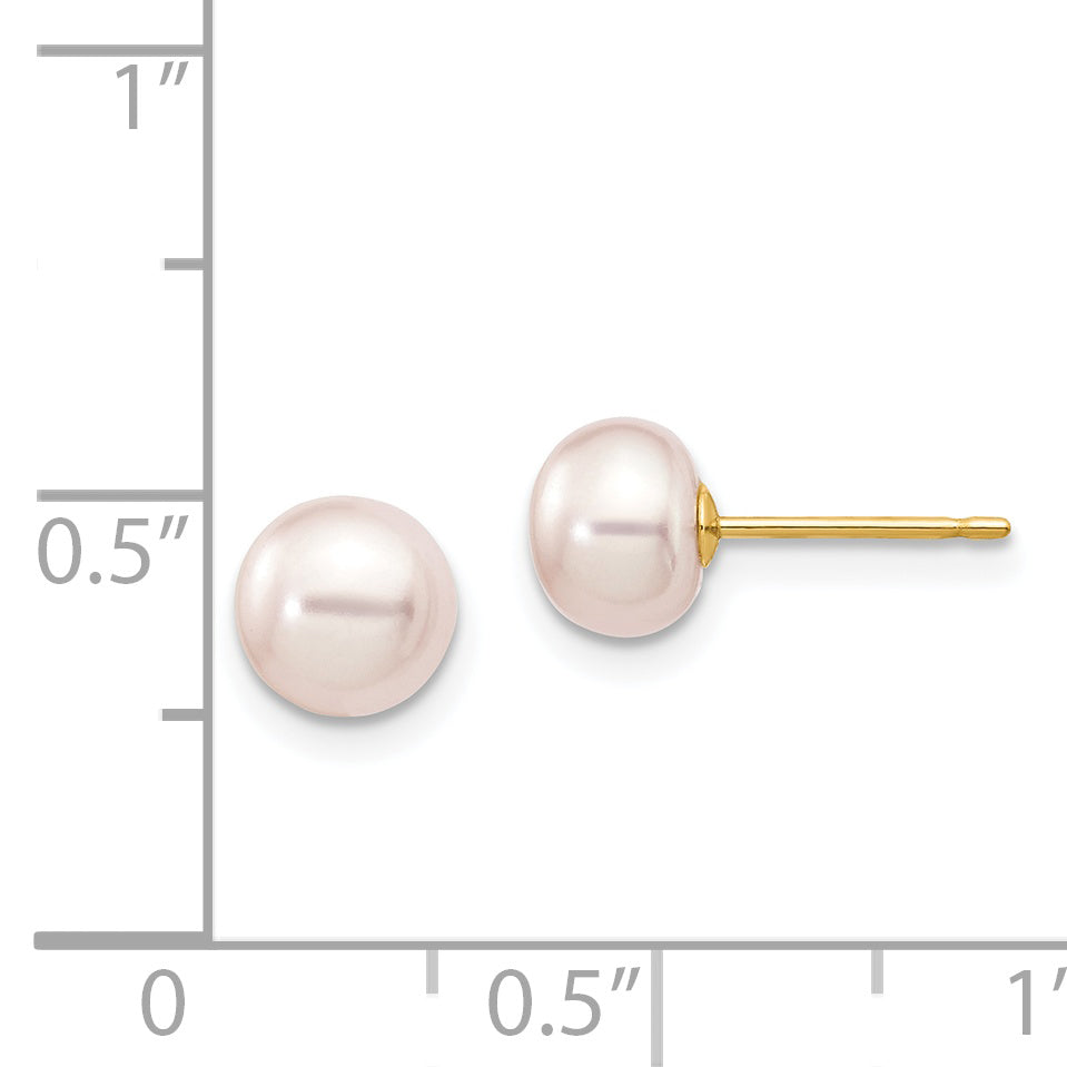 14k 6-7mm Purple Button Freshwater Cultured Pearl Stud Post Earrings