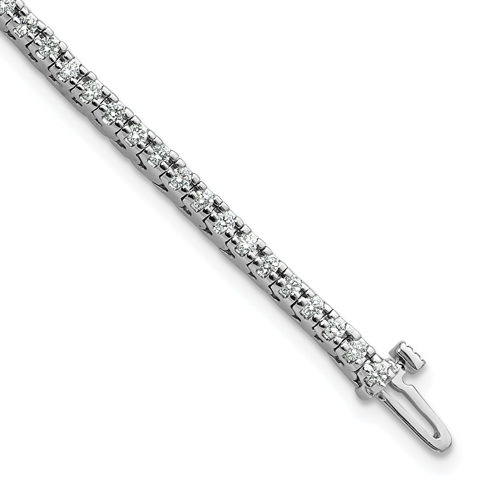 14k White Gold 1 1/4 carat Lab Grown Diamond VS/SI+ G+ Round Tennis Bracelet