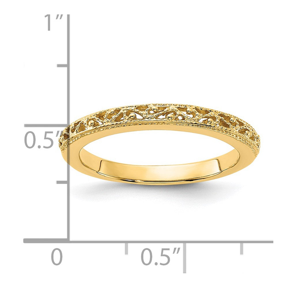 14k 3mm Filigree Wedding Band