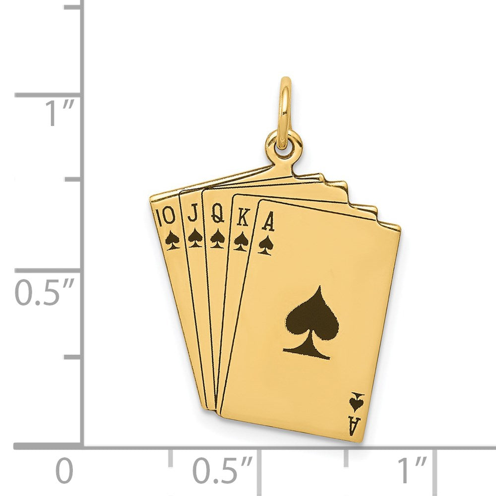 14k Enameled Royal Flush Playing Cards Charm