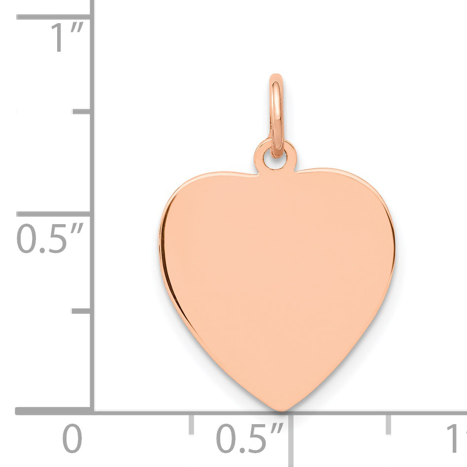 14K Rose Polished Heart Shaped Disc Pendant