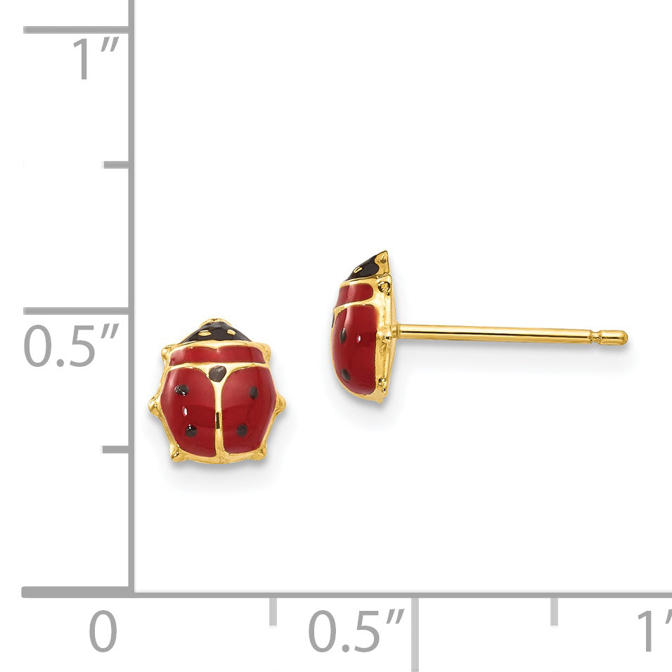 14k Enameled Ladybug Post Earrings