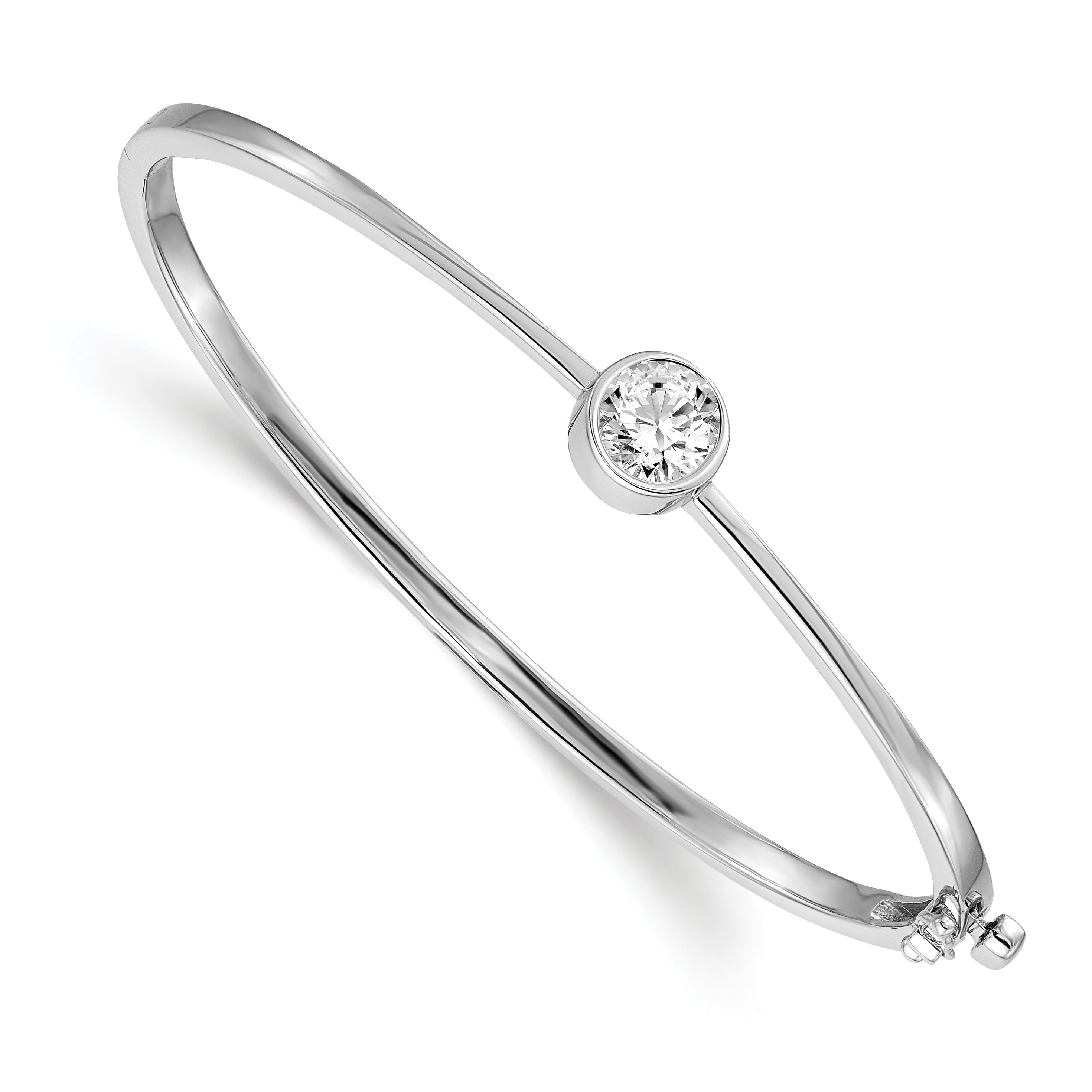 14k White Gold 1 carat Lab Grown Diamond VS/SI+ G+ Complete Bezel Bangle Bracelet
