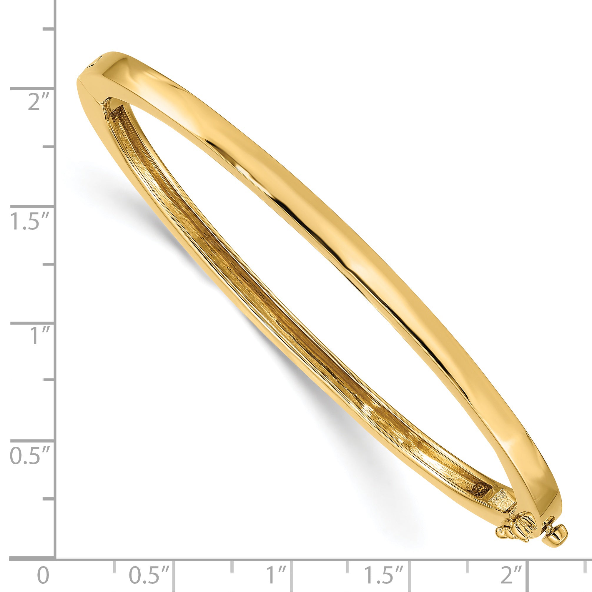 14k 3.6mm Polished Solid Hinged Oval Bangle Bracelet
