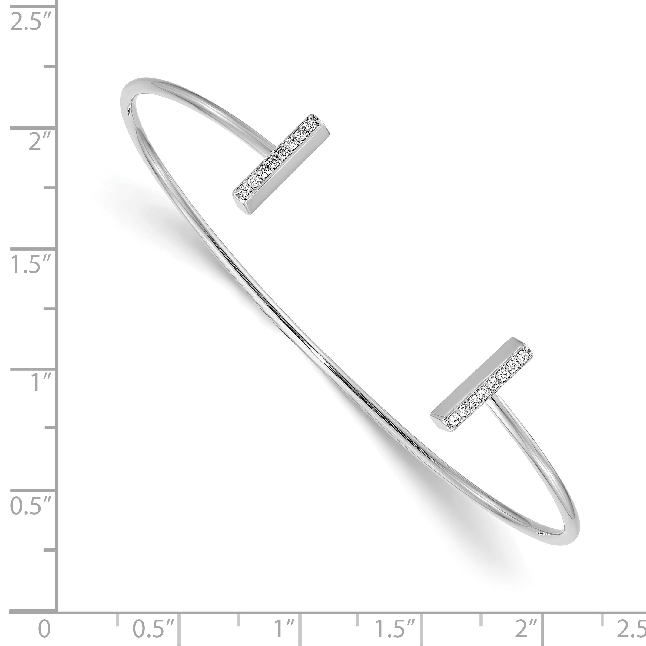 14k White Gold Diamond Bar Bangle