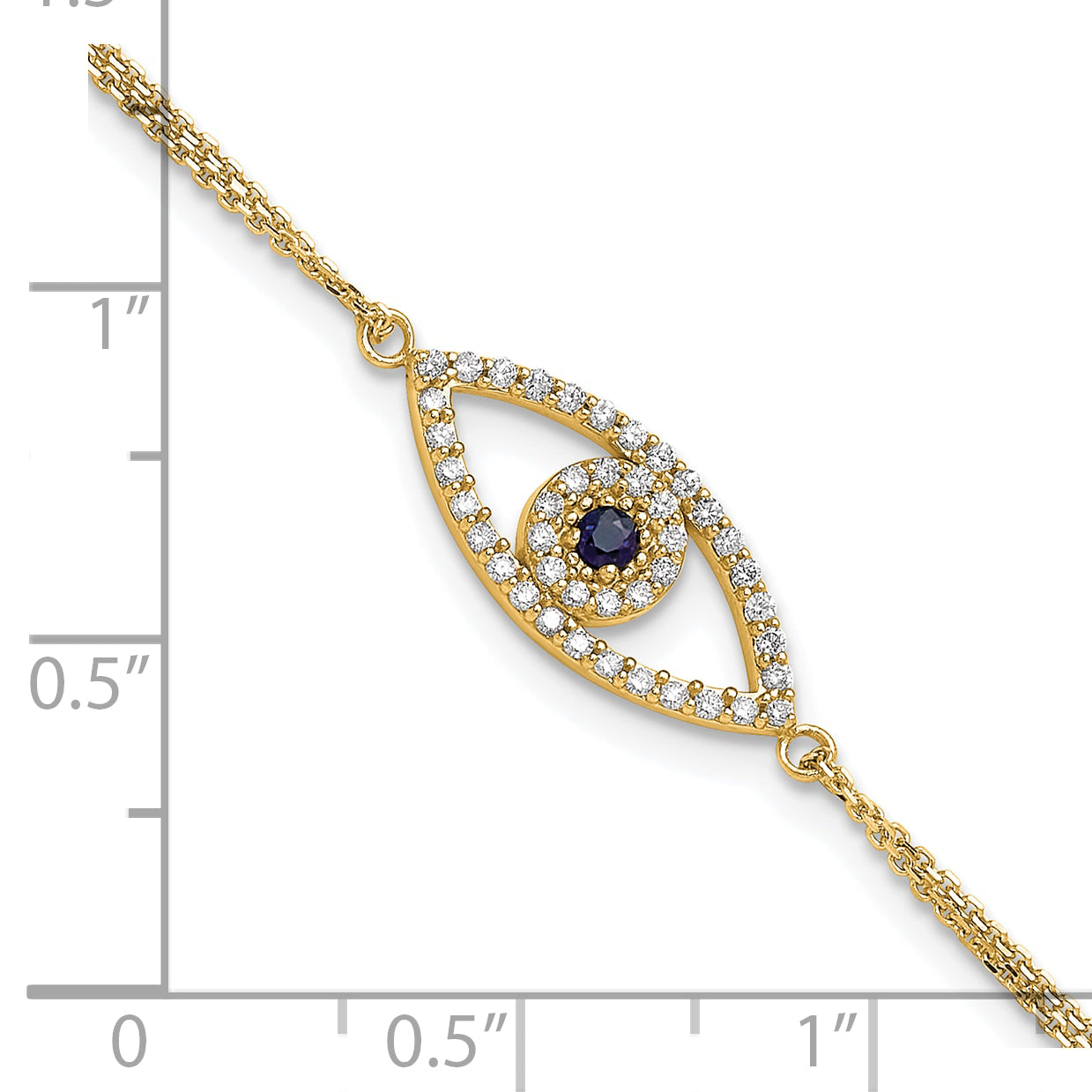 14K  Aa Diamond/Sapphire Evil Eye W/ 1In Ext.Bracelet