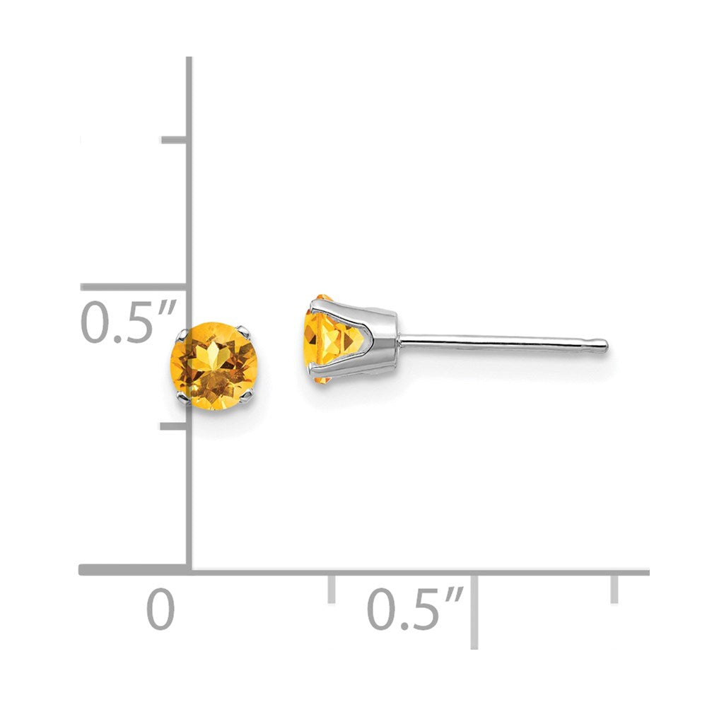 14k White Gold 4mm Citrine Stud Earrings
