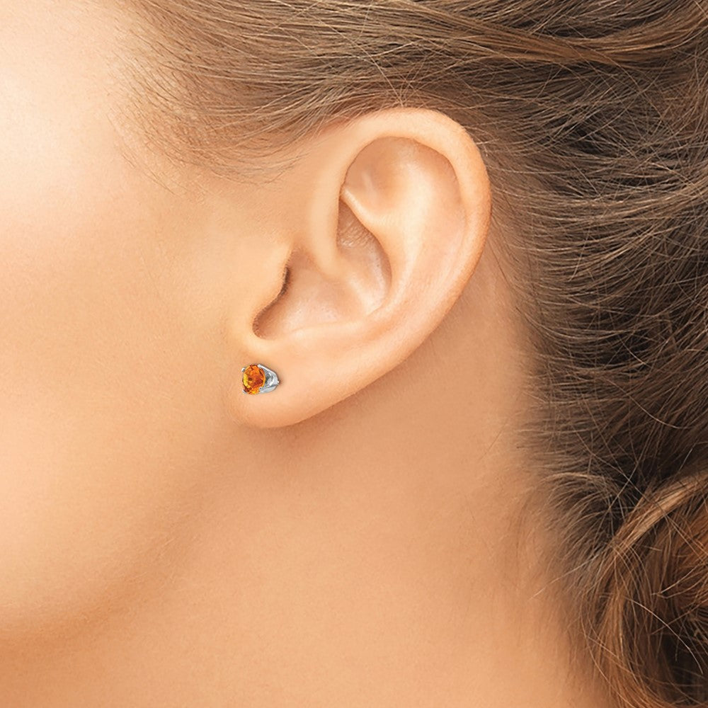 14k White Gold 5mm Citrine Stud Earrings