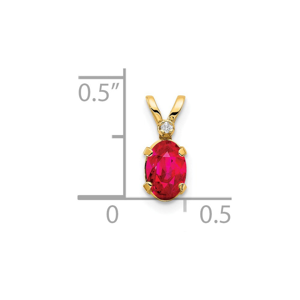 14k Diamond & Ruby Birthstone Pendant