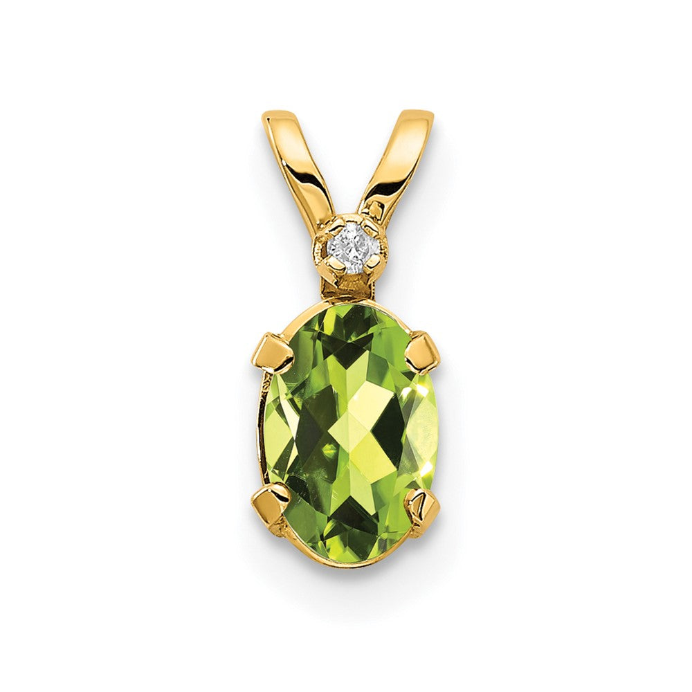 14k Diamond & Peridot Birthstone Pendant