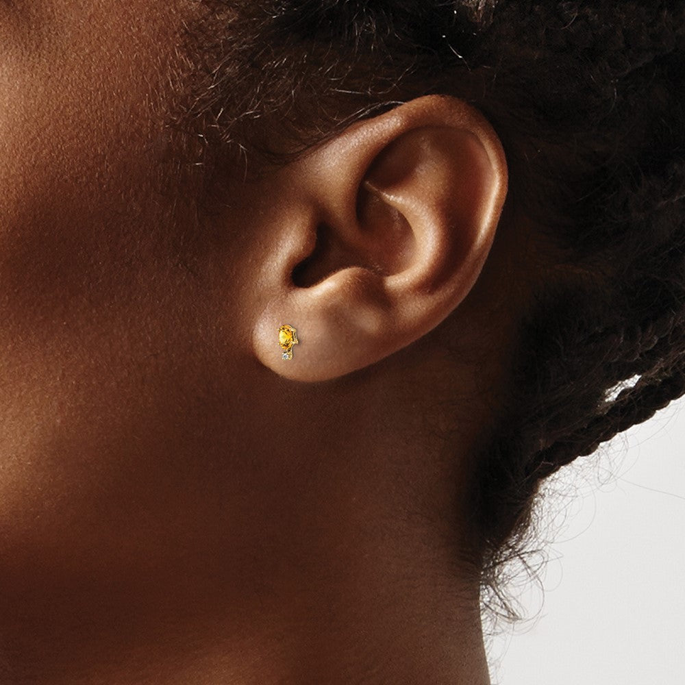 14k Diamond & Citrine Birthstone Earrings