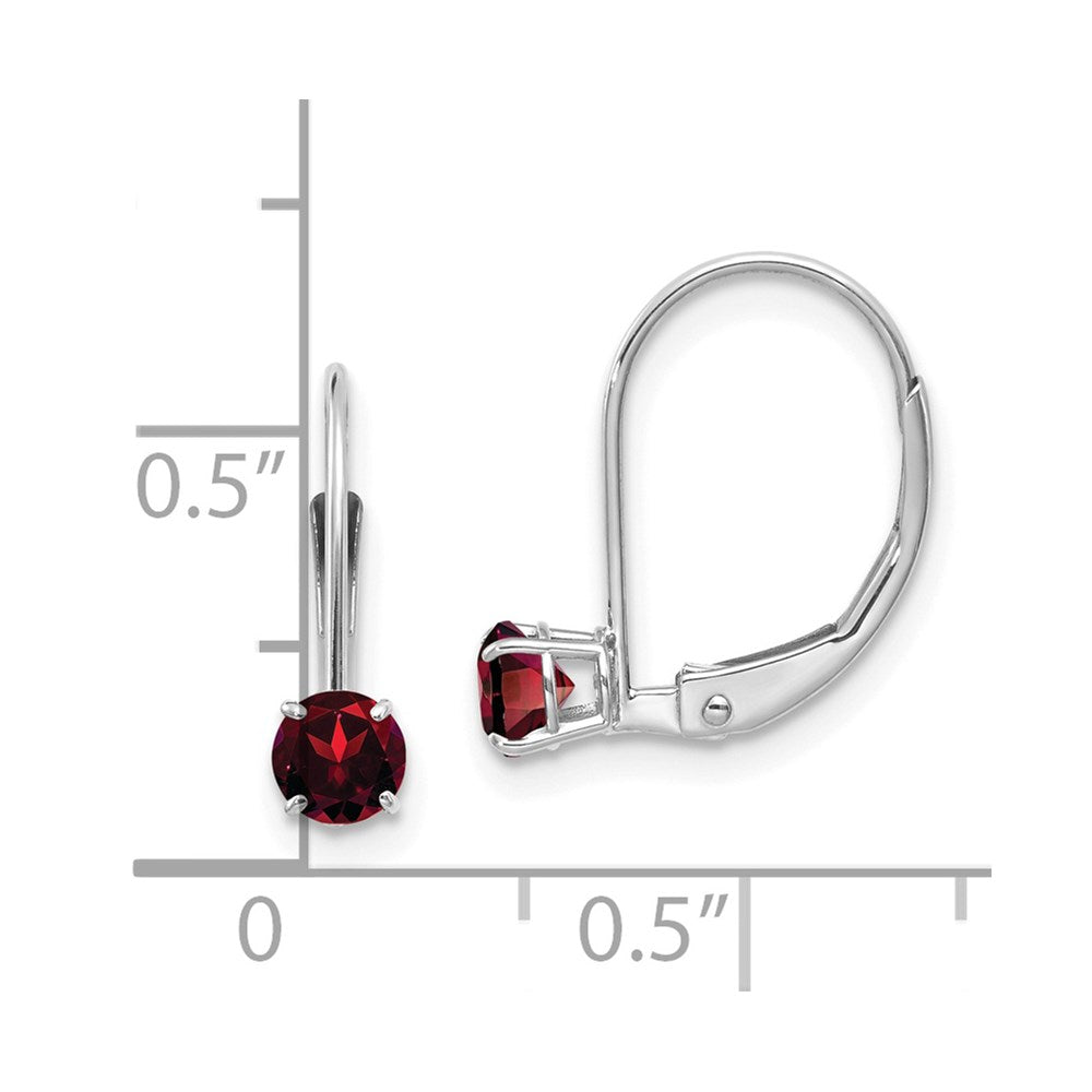 14k White Gold 4mm Garnet/January Earrings