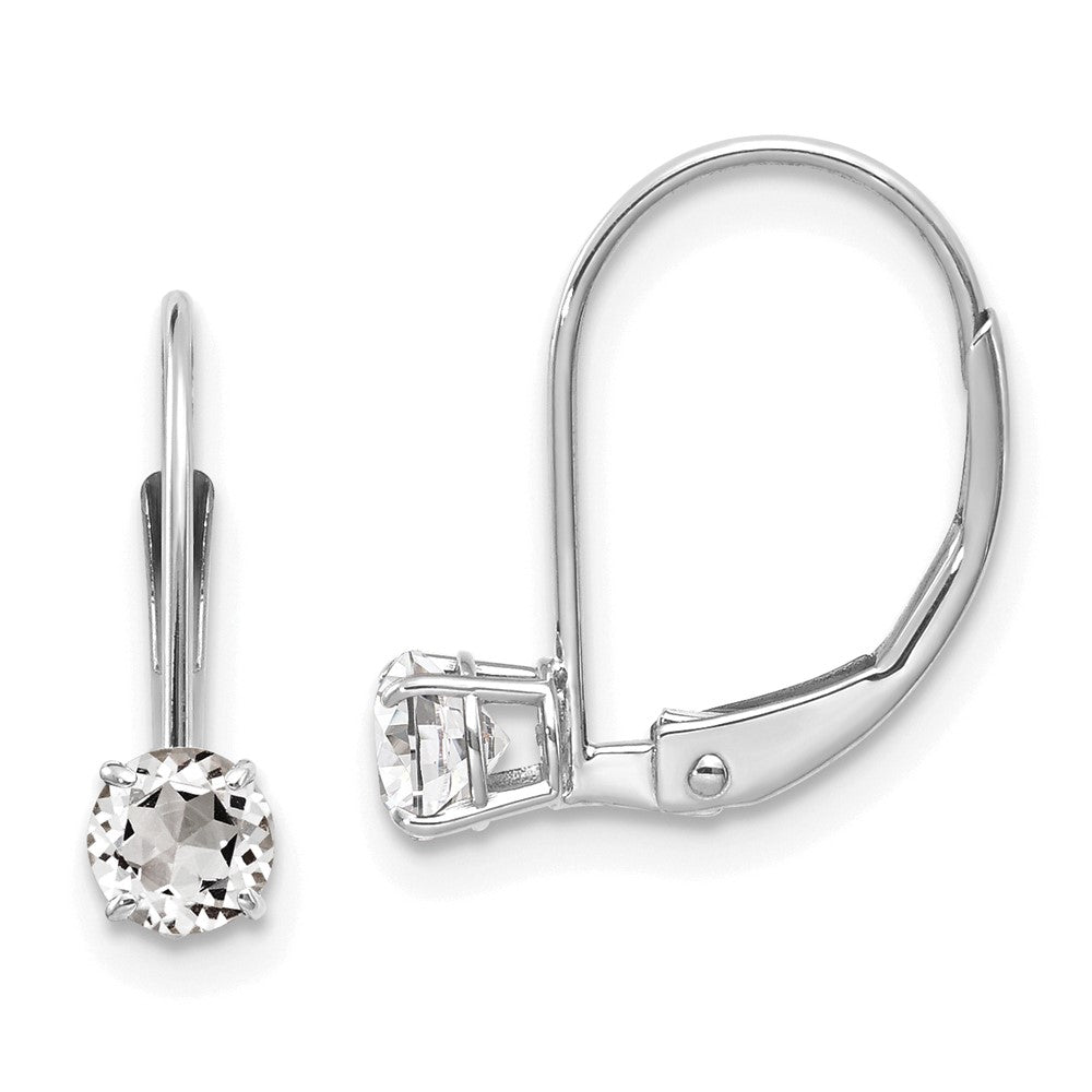 14k White Gold 4mm White Topaz/April Earrings