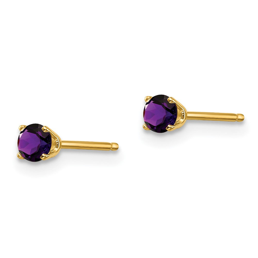 14k 3mm February/Amethyst Post Earrings