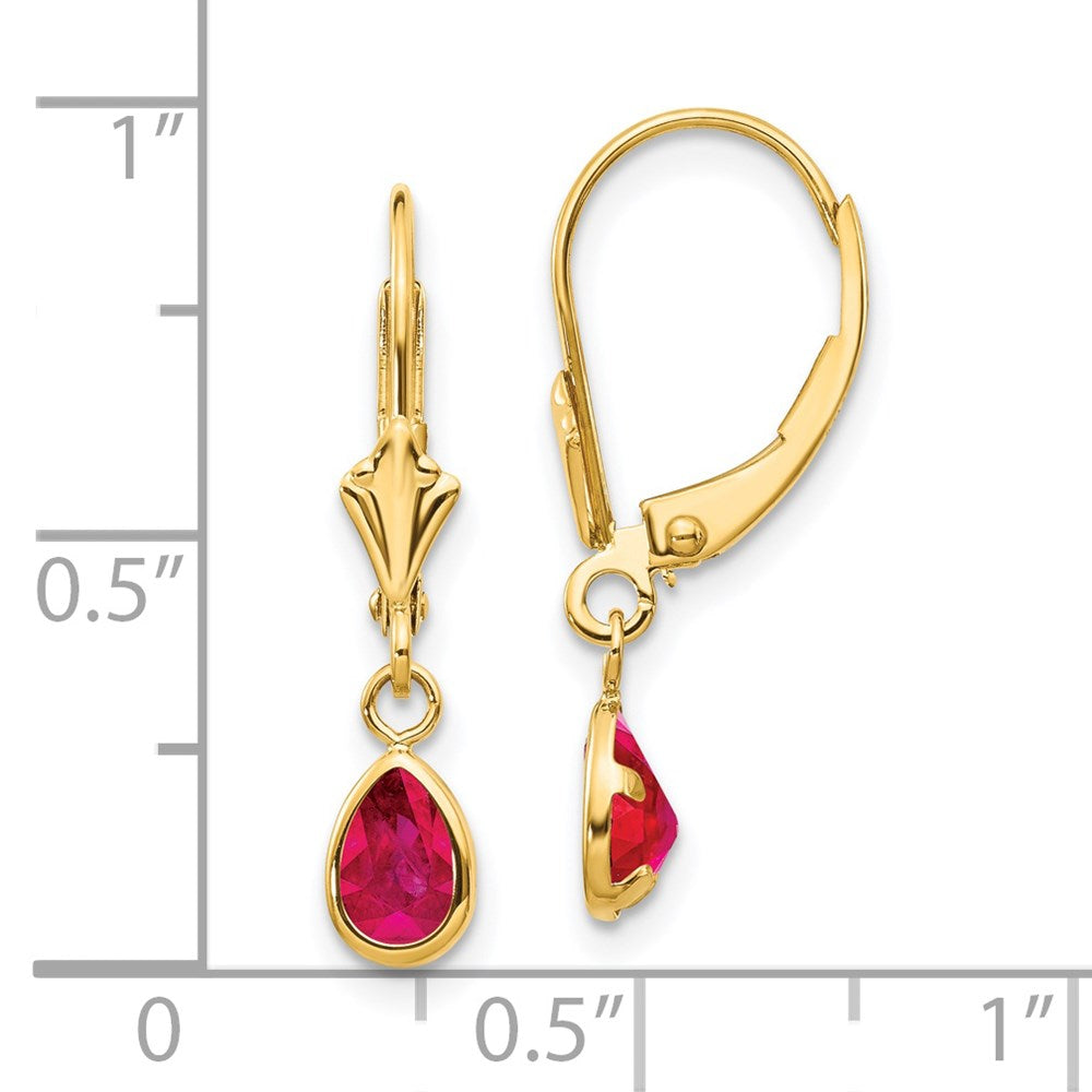 14k 6x4mm Ruby/July Leverback Earrings