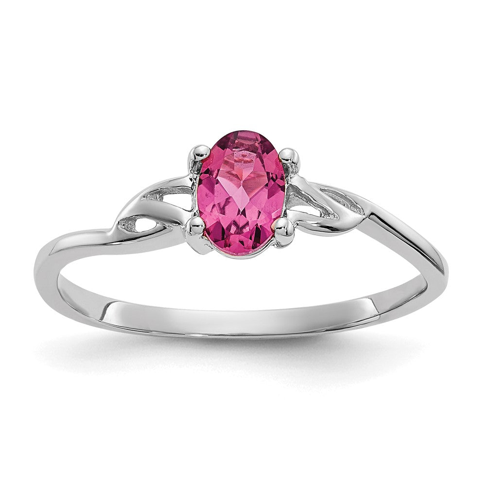 14k White Gold Pink Tourmaline Birthstone Ring