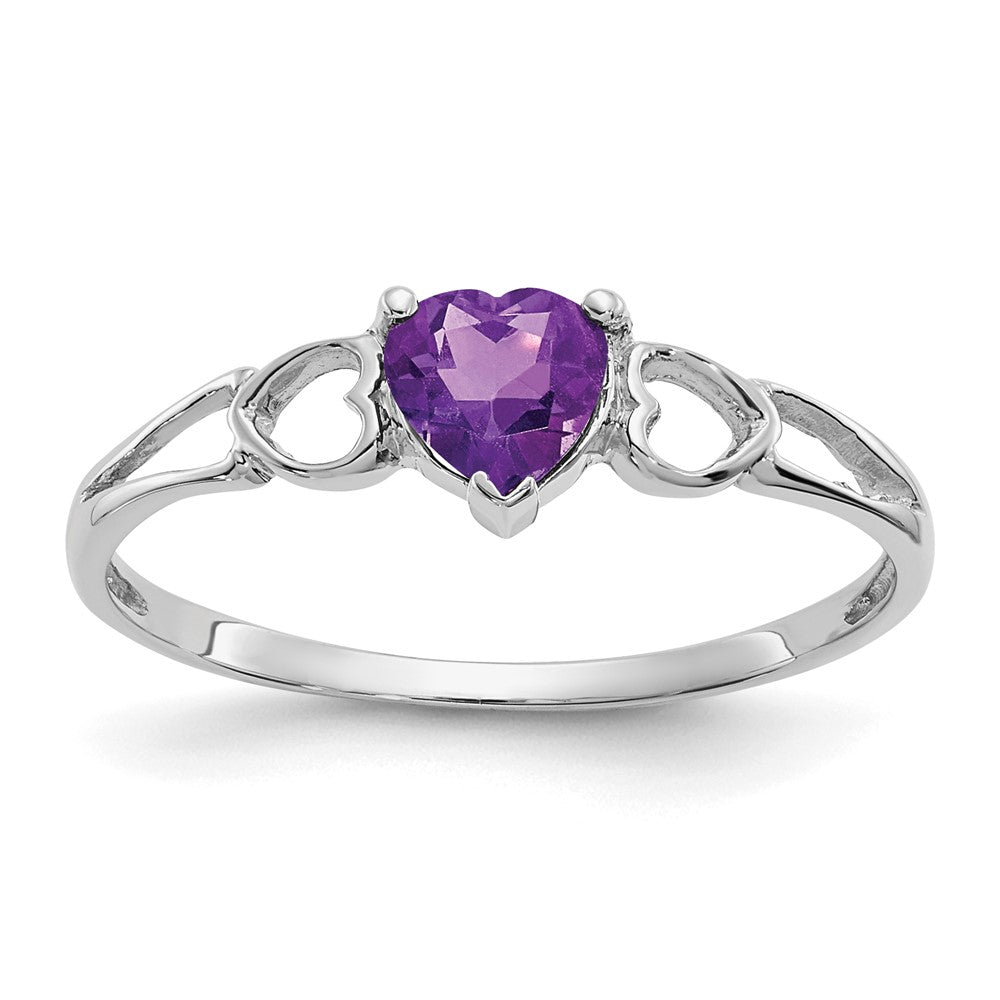 14k White Gold Amethyst Birthstone Ring