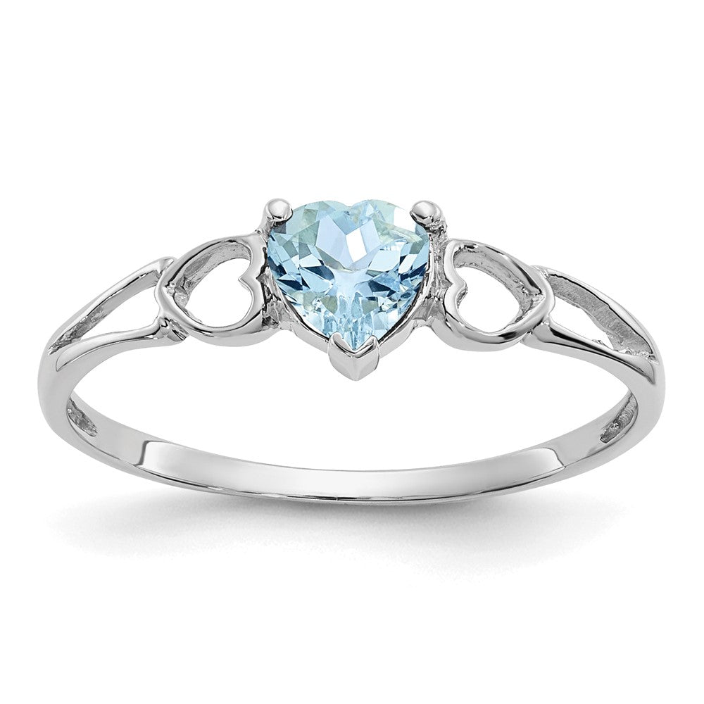 14k White Gold Aquamarine Birthstone Ring