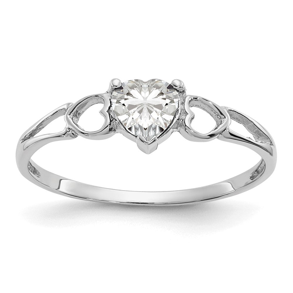 14k White Gold White Topaz Birthstone Ring