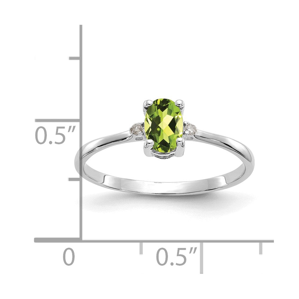 14k White Gold Diamond & Peridot Birthstone Ring
