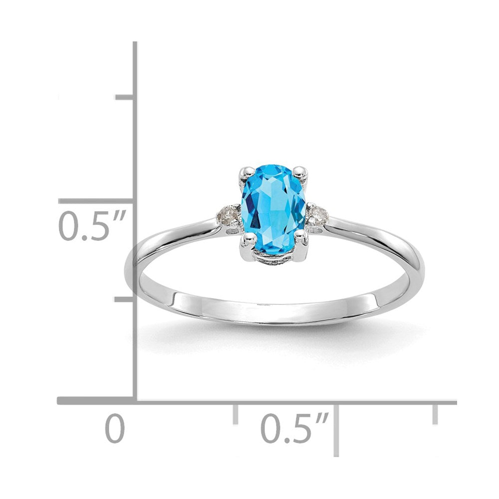 14k White Gold Diamond & Blue Topaz Birthstone Ring
