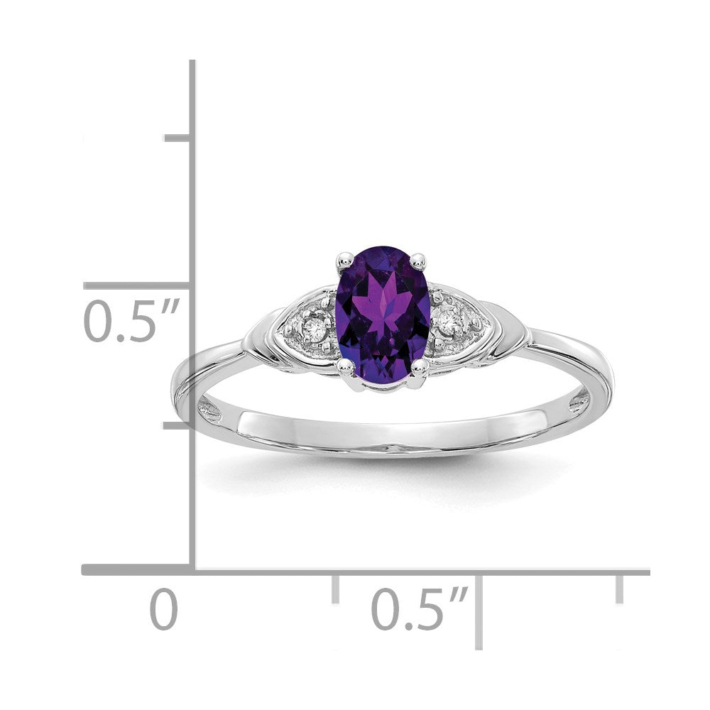 14k White Gold Amethyst and Diamond Ring