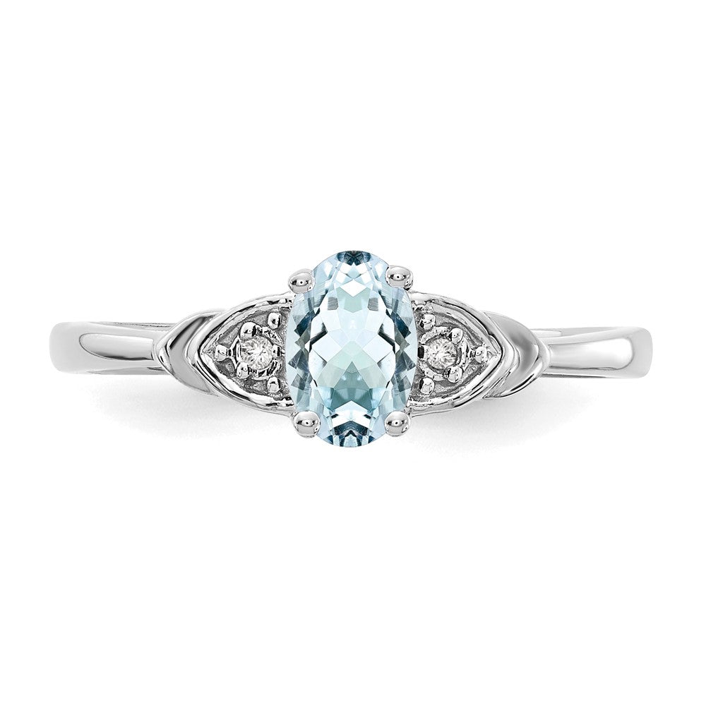 14k White Gold Aquamarine and Diamond Ring