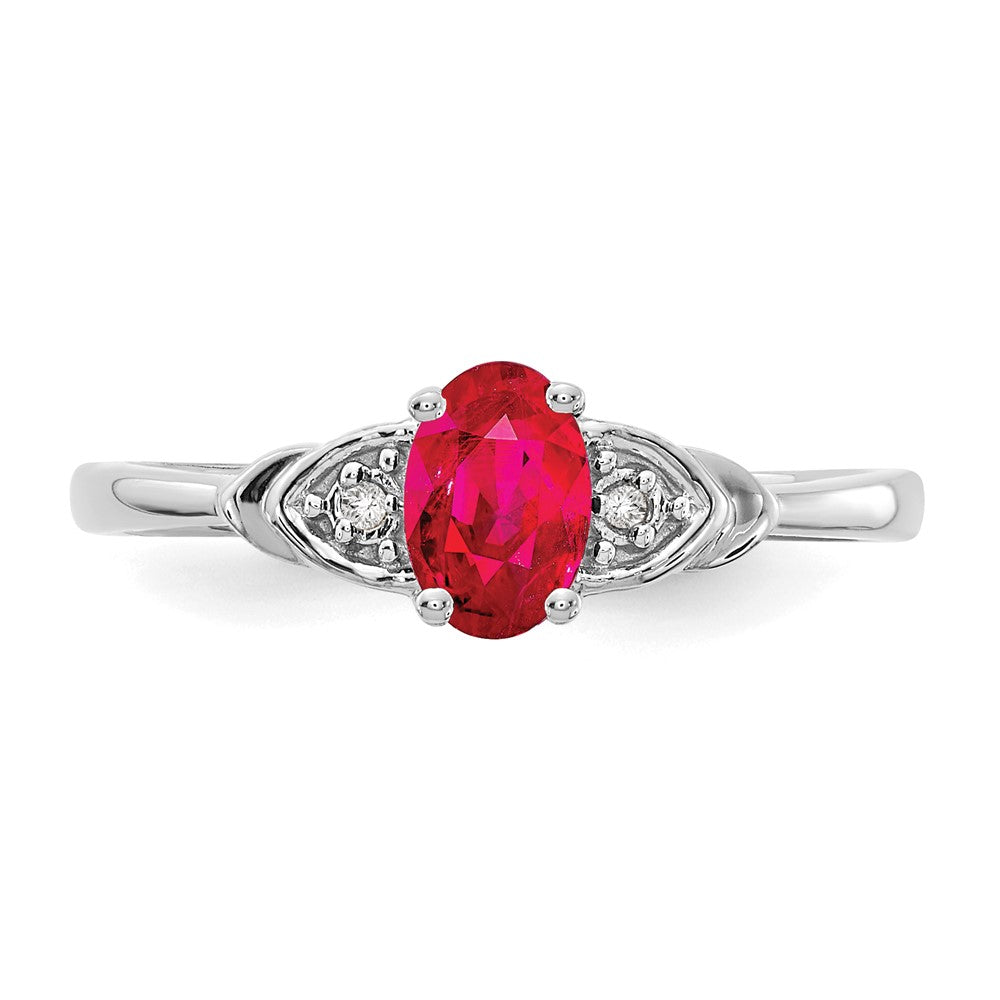 14k White Gold Ruby and Diamond Ring