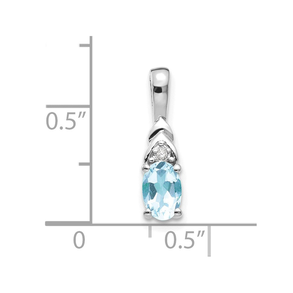 14k White Gold Aquamarine and Diamond Pendant