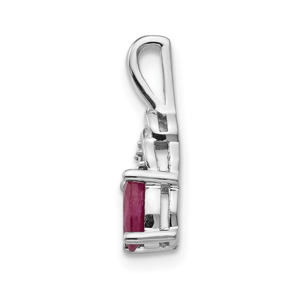 14k White Gold Ruby and Diamond Pendant
