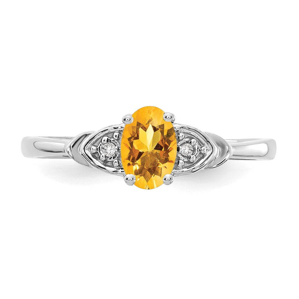 14k White Gold Citrine and Diamond Ring