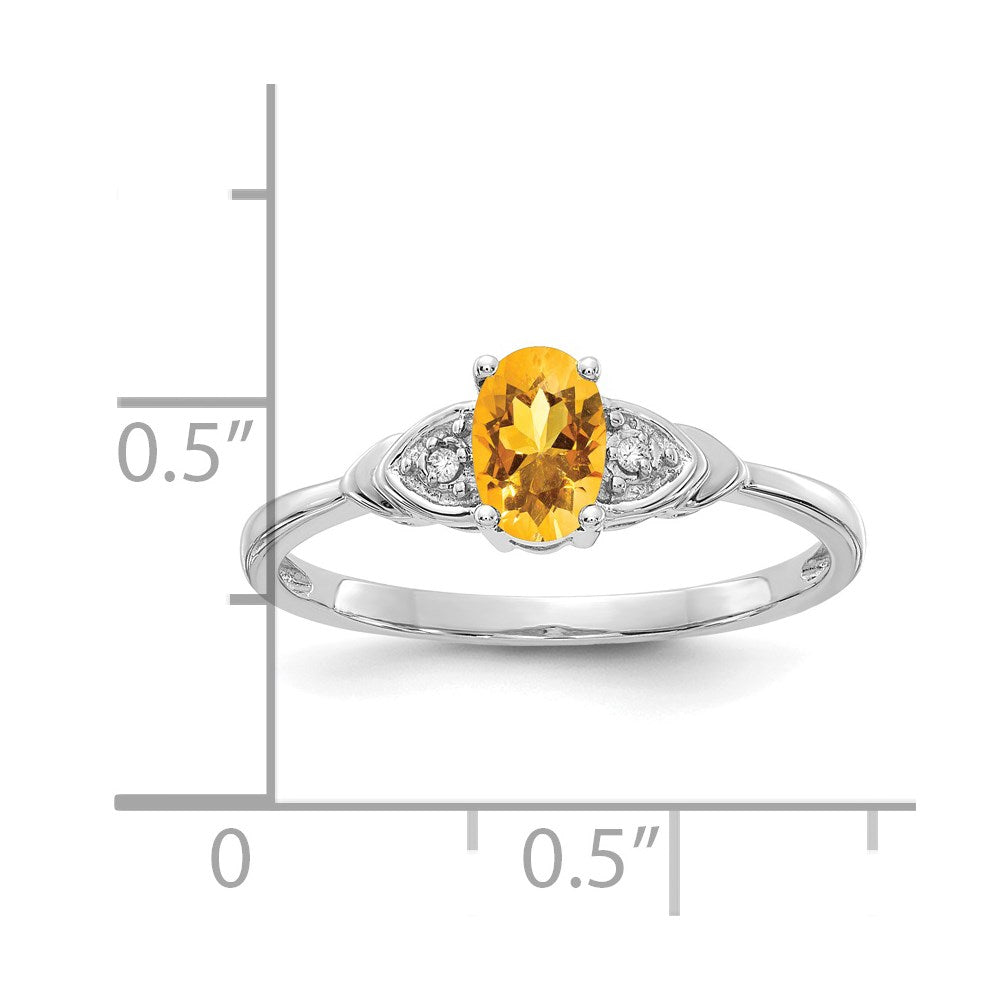 14k White Gold Citrine and Diamond Ring