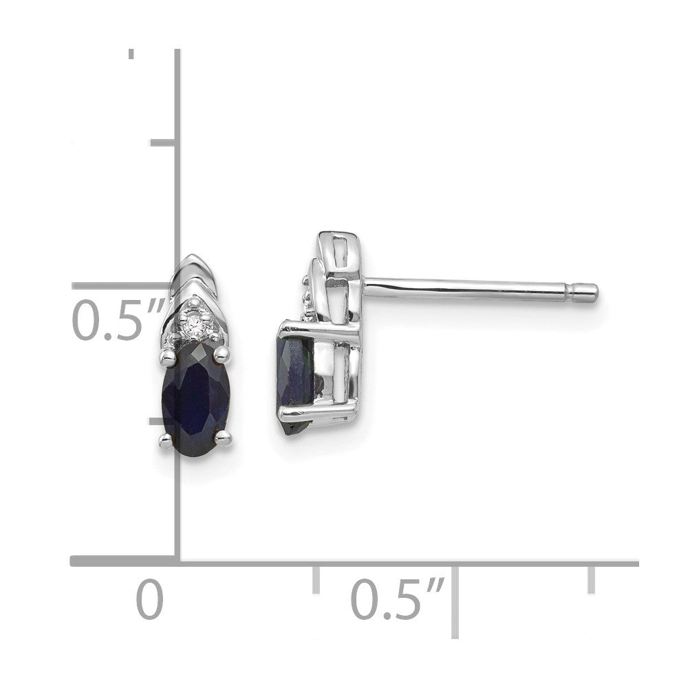 14k White Gold Sapphire and Diamond Post Earrings