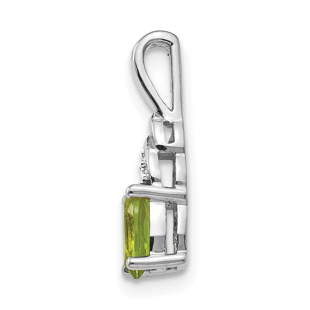 14k White Gold Peridot and Diamond Pendant