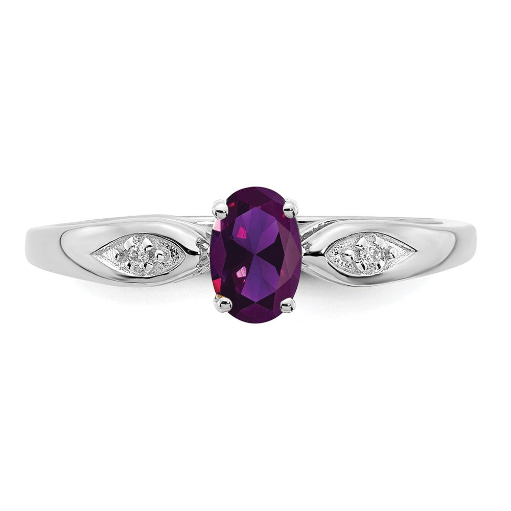 14k White Gold Amethyst and Diamond Ring