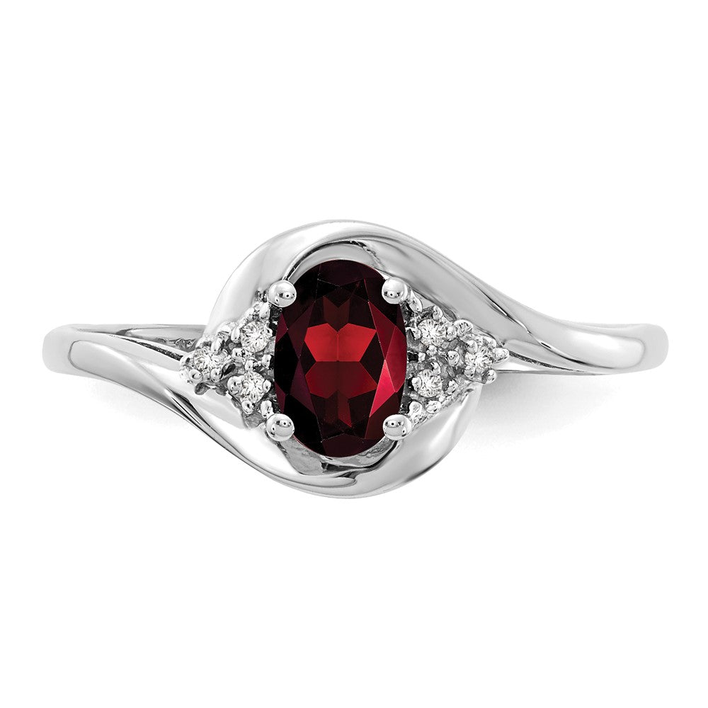 14k White Gold Garnet and Diamond Ring